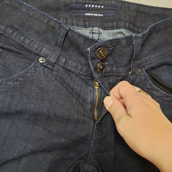 HUDSON Blue Wide Leg Flare Jeans made in USA size 27 dark wash - Picture 4 of 16